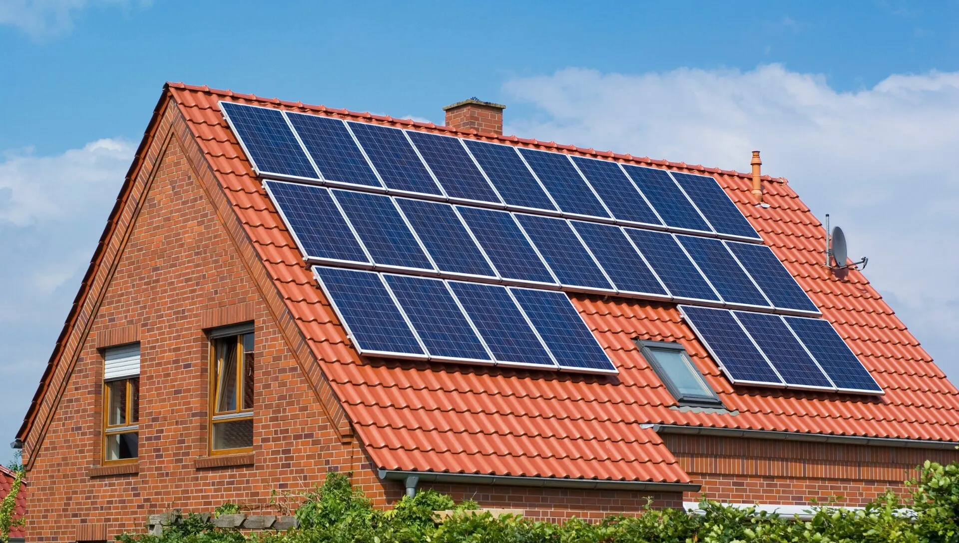 Solar panels installed on a tiled roof